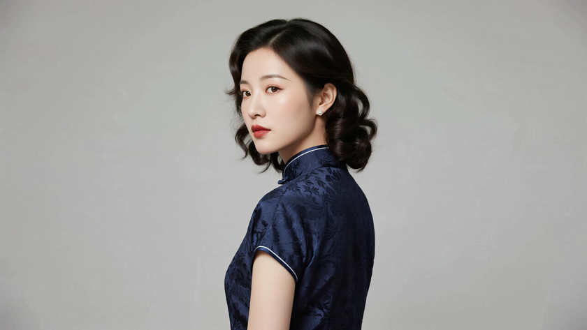 AI复古柔和光影国风美人端庄典雅古风女子,高清壁纸