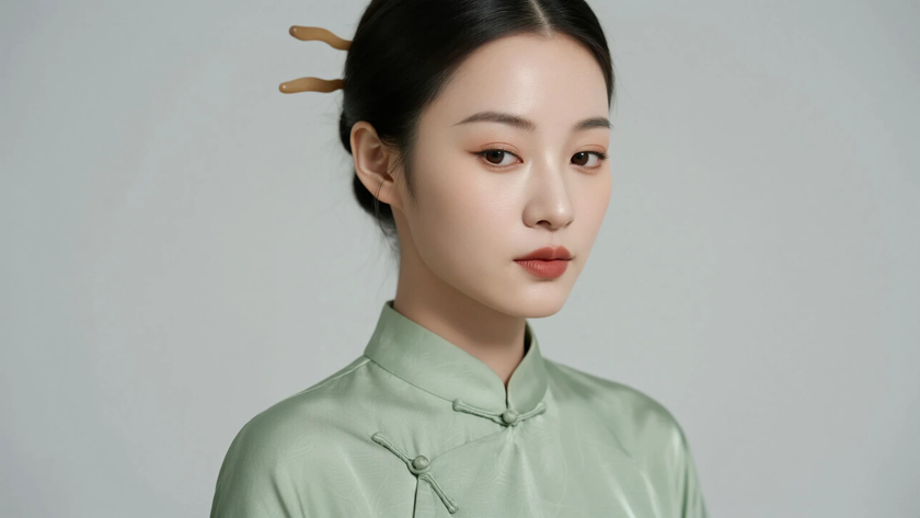 AI浅调柔光国风美人清新恬静古风女生,高清壁纸