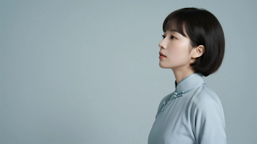 AI冷调柔和光影国风美人素雅清冷古装少女,高清壁纸