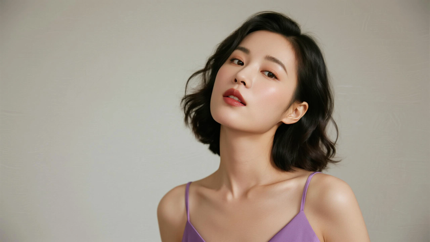 AI复古柔光港风复古柔媚缎面复古女生,高清壁纸