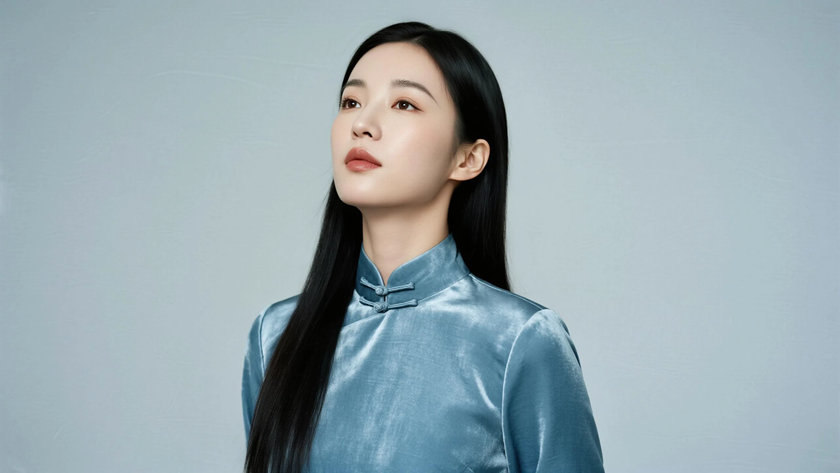 AI冷调柔光国风旗袍丝绒厚重高级质感女生,高清壁纸