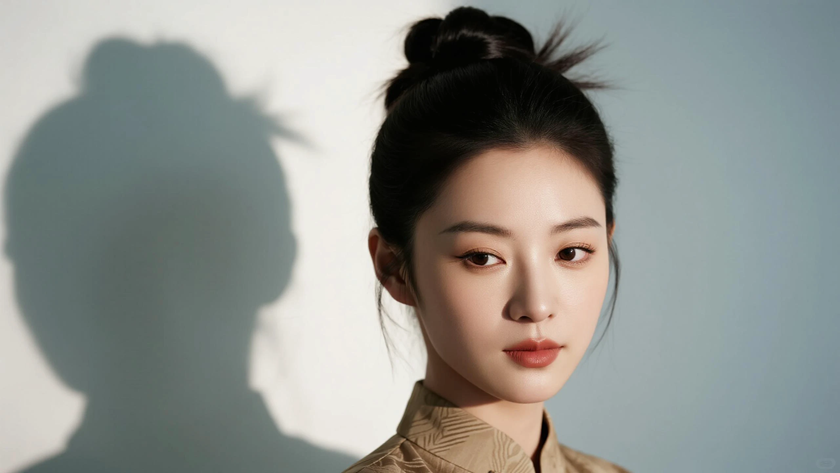 AI纯色极简优雅旗袍炭杏简约大气美人,无水印壁纸