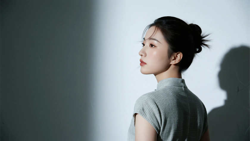 AI柔和暖光国风旗袍针织软糯拼接质感女生,高清壁纸