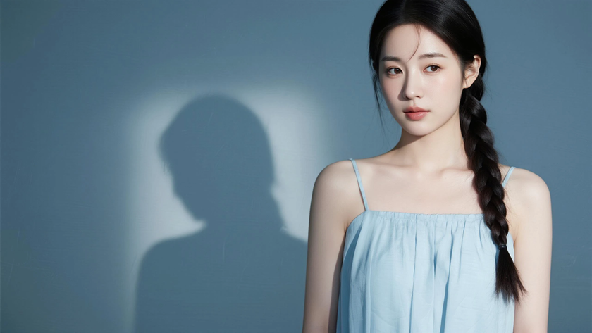 AI清透柔光清新治愈收腰裙身简约垂顺质感女生,高清壁纸