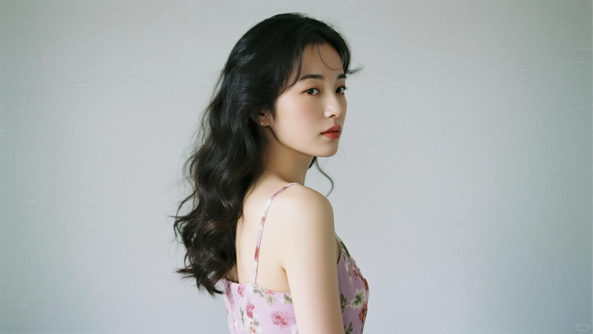 AI淡紫柔光清新治愈碎花雪纺飘逸轻薄质感女生,高清壁纸
