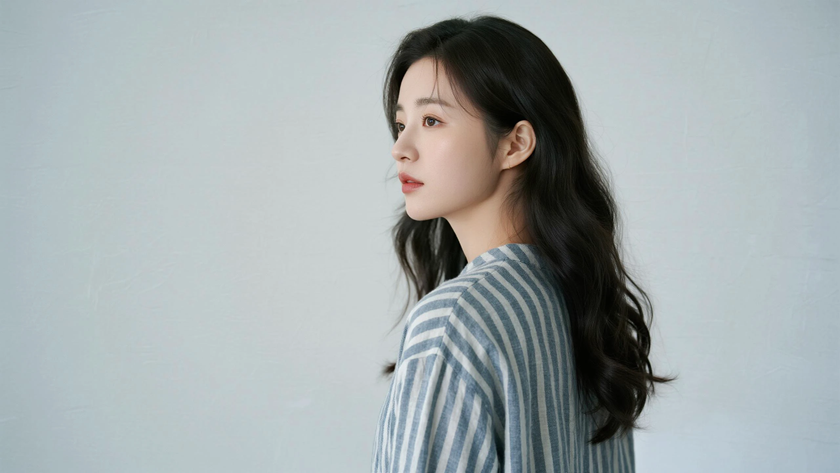 AI冷调柔光清新治愈棉麻条纹肌理垂坠质感女生,高清壁纸