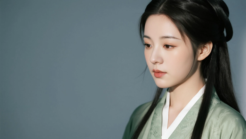 AI清冷柔光国风美人简约素雅明制少女,高清壁纸