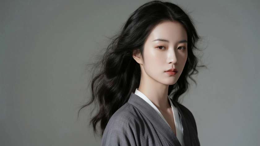 AI中性柔和光影国风美人素雅干练古风女子,高清壁纸
