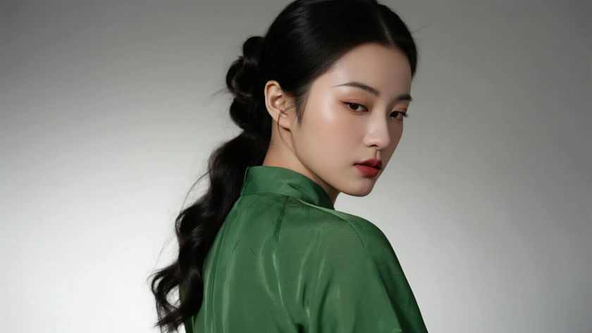 AI浅色系清新柔光国风美人干净柔和旗袍少女,高清壁纸