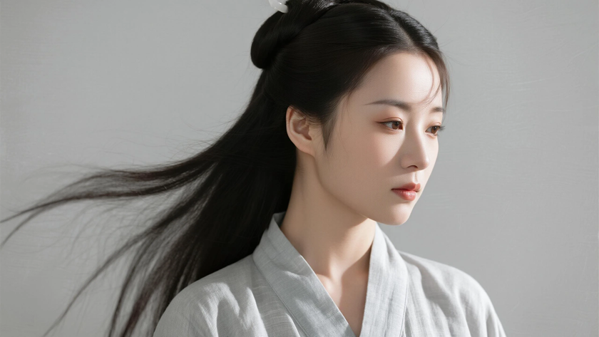 AI暖调柔光国风美人治愈松弛古风女子，高清壁纸