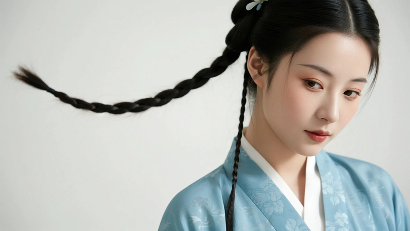 AI碎花清新柔光国风美人温柔素雅古装少女,高清壁纸