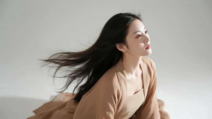 AI大地柔和色调国风美人恬淡氛围感古装女子,高清壁纸