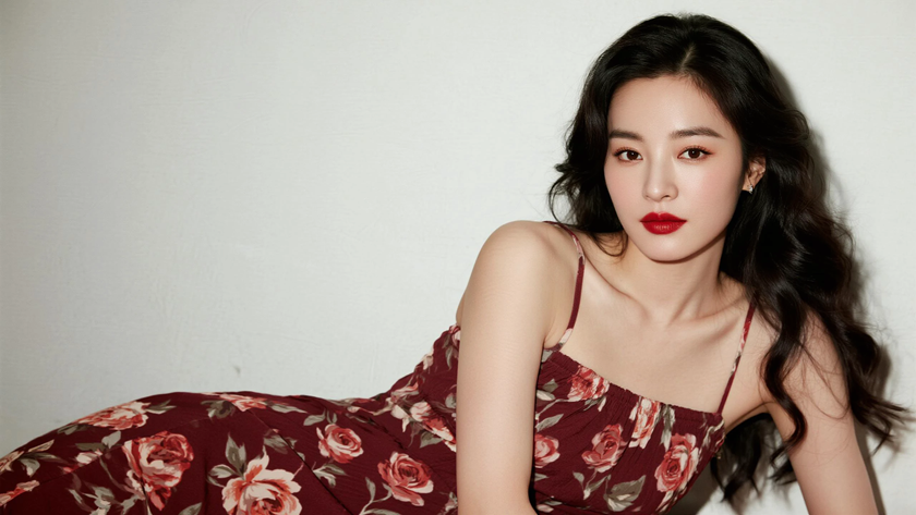 AI胶片暗调柔光碎花旗袍港风女生高清壁纸