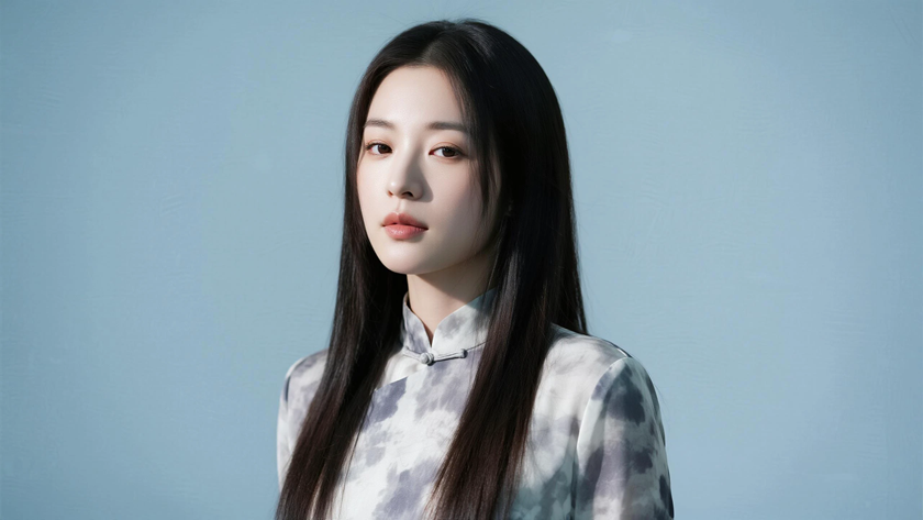 AI纯色极简优雅旗袍水墨清雅文艺美人,无水印壁纸