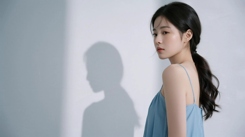 AI冷调柔光清新治愈哑光棉柔和质感女生,高清壁纸