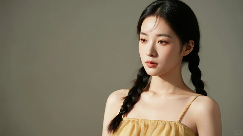AI明亮柔光清新治愈褶皱薄纱轻盈质感女生,高清壁纸