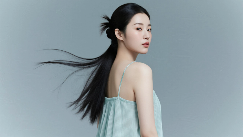 AI纯色极简清新治愈浅薄荷干净清爽少女,无水印壁纸