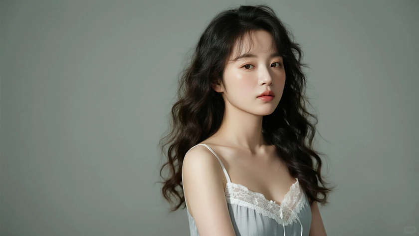 AI纯色极简清新治愈奶芋白纯净温柔少女,无水印壁纸