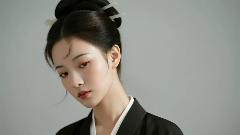 AI古典柔光国风美人汉代深衣质感女生,高清壁纸