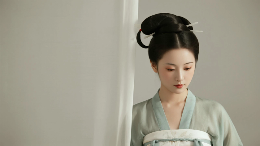 AI古典柔光国风美人宋代褙子质感女生,高清壁纸