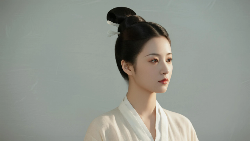 AI古典柔光国风美人汉代深衣质感女生,高清壁纸