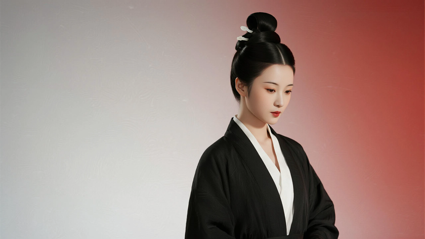 AI纯色极简国风美人汉代古典优雅女生,无水印壁纸