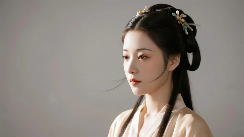 AI古典柔光国风美人汉代襦裙质感女生,高清壁纸