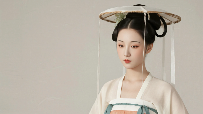 AI古典柔光国风美人宋代背子质感女生,高清壁纸