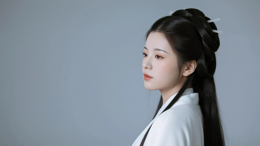 AI古典柔光国风美人汉代曲裾质感女生,高清壁纸