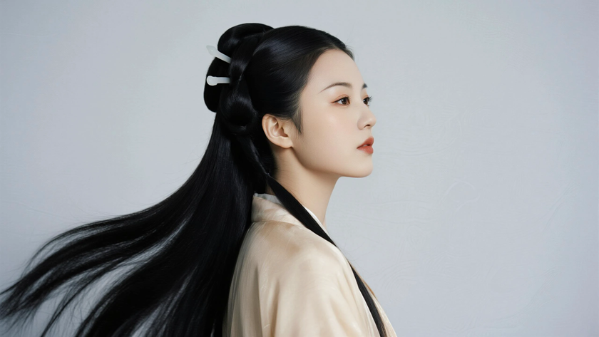 AI古典柔光国风美人宋代旋袄裙质感女生,高清壁纸