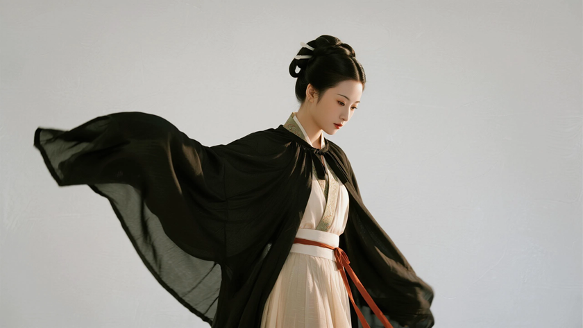 AI纯色极简国风美人汉代古典优雅女生,无水印壁纸