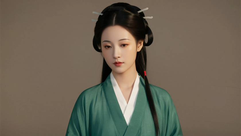 AI古典柔光国风美人汉代斗篷裙质感女生,高清壁纸