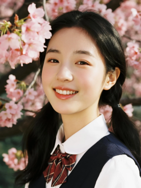 4K甜妹AI女生手机壁纸 | 樱花树下元气少女竖屏套图