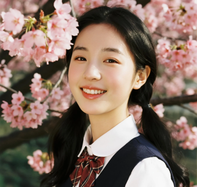 4K甜妹AI女生手机壁纸 | 樱花树下元气少女竖屏套图