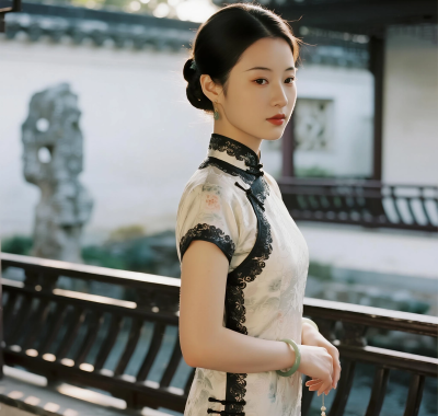 4K新中式手机AI壁纸 | 古典庭院温婉美人竖屏套图