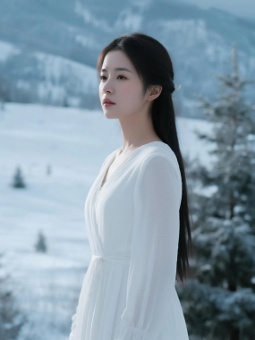 4K清冷手机AI壁纸 | 雪景出尘美人竖屏套图