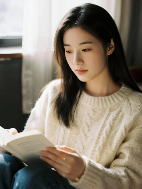 4K温柔女生手机AI壁纸 | 窗边文艺学姐竖屏套图