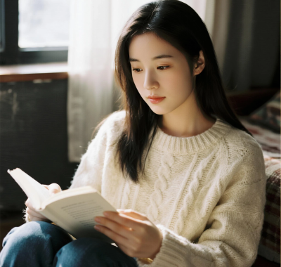 4K温柔女生手机AI壁纸 | 窗边文艺学姐竖屏套图