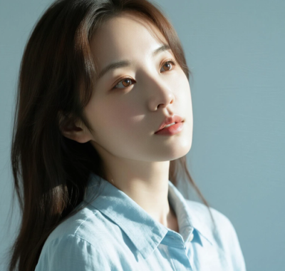 AI清新治愈电脑桌面壁纸 | 浅湖青亚麻衬衫恬淡干净女生8K超高清无水印套图
