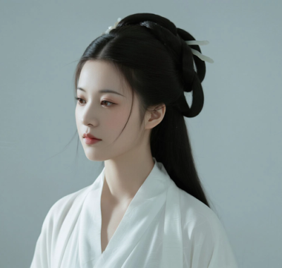 AI国风美人电脑桌面壁纸 | 月白衣裙清雅绝尘女生8K超高清无水印套图
