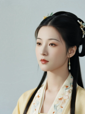 AI国风美人电脑桌面壁纸 | 杏黄绣裙明媚温婉女神8K超高清无水印套图
