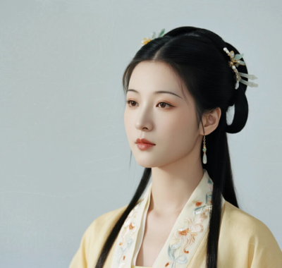 AI国风美人电脑桌面壁纸 | 杏黄绣裙明媚温婉女神8K超高清无水印套图