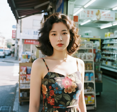 AI港风复古高清图集 | 老香港街景女子波浪卷套图