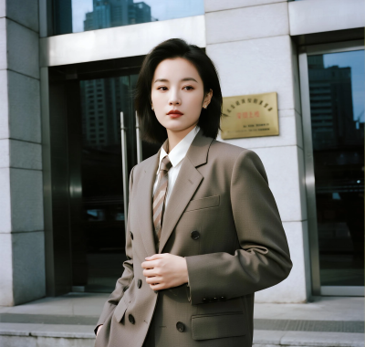 AI港风复古高清图集 | 女子复古西装冷艳套图