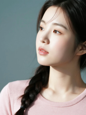 AI清新治愈电脑桌面壁纸 | 淡豆沙粉针织小衫温柔恬静女生8K超高清无水印套图
