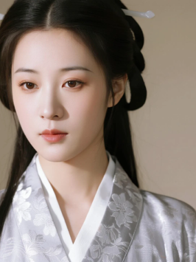 AI国风美人电脑桌面壁纸 | 银灰长衫清冷柔美女生8K超高清无水印套图