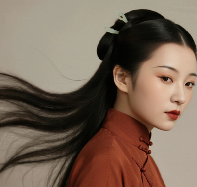 AI国风美人电脑桌面壁纸 | 棕红裙装古典韵味女生8K超高清无水印套图
