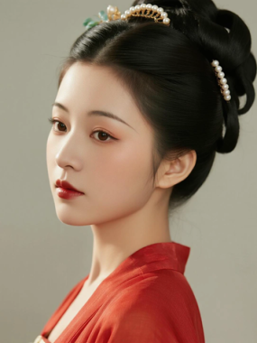AI国风美人电脑桌面壁纸 | 朱红唐制薄纱裙华贵仕女8K超高清无水印套图