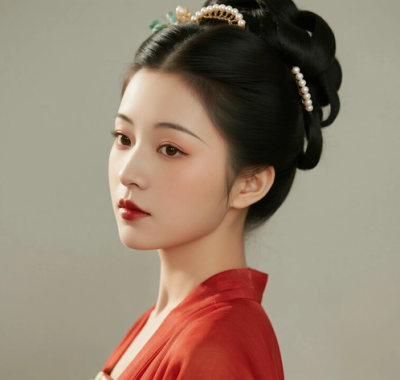 AI国风美人电脑桌面壁纸 | 朱红唐制薄纱裙华贵仕女8K超高清无水印套图