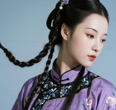 AI国风美人电脑桌面壁纸 | 芋紫绣花马面裙柔媚仕女8K超高清无水印套图